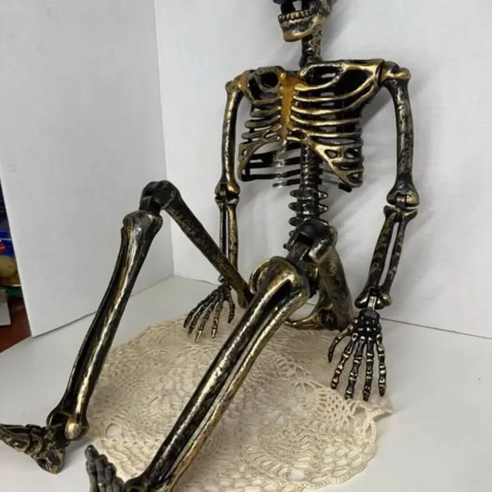 33” Posable Skeleton Decoration Halloween Fall gold and black